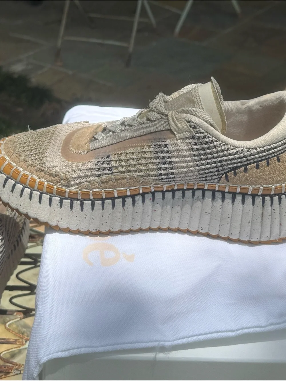Original Chloe Nama Sneaker Biscotti Beige Size 39 Box/Bag inc